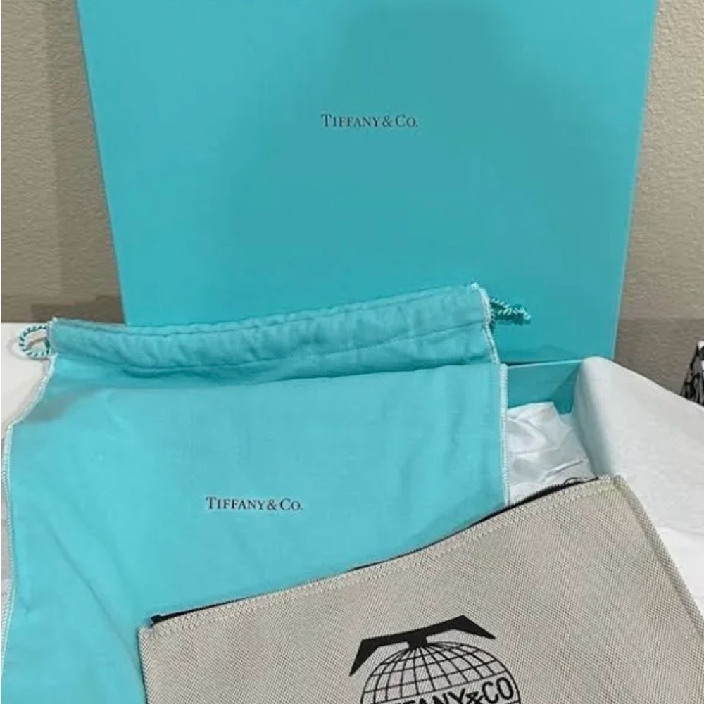 Tiffany & Co. Beige Canvas Pouch with Black Logo